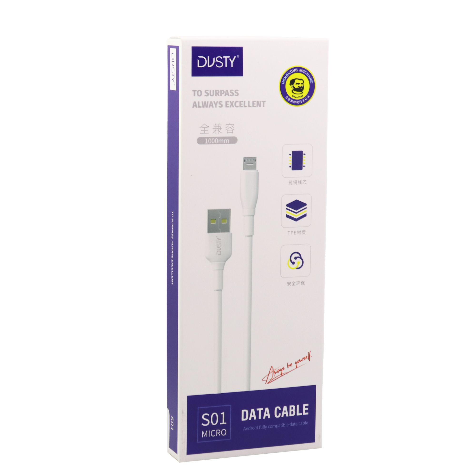 Mechanic Dusty S01 V8 Kabel Data USB Micro 1M 2.4A White ORI